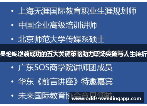 吴艳妮逆袭成功的五大关键策略助力职场突破与人生转折